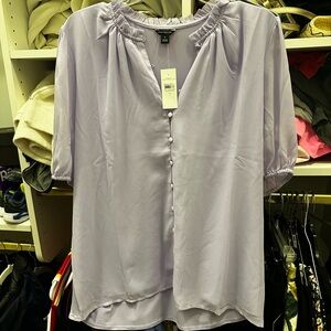 Ann Taylor Lavender Mixed Media Blouse